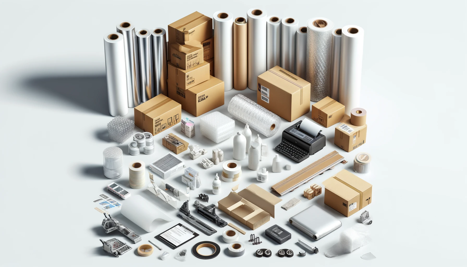 Wire range of packaging products including boxes, bubble wrap, stretch film, and tape